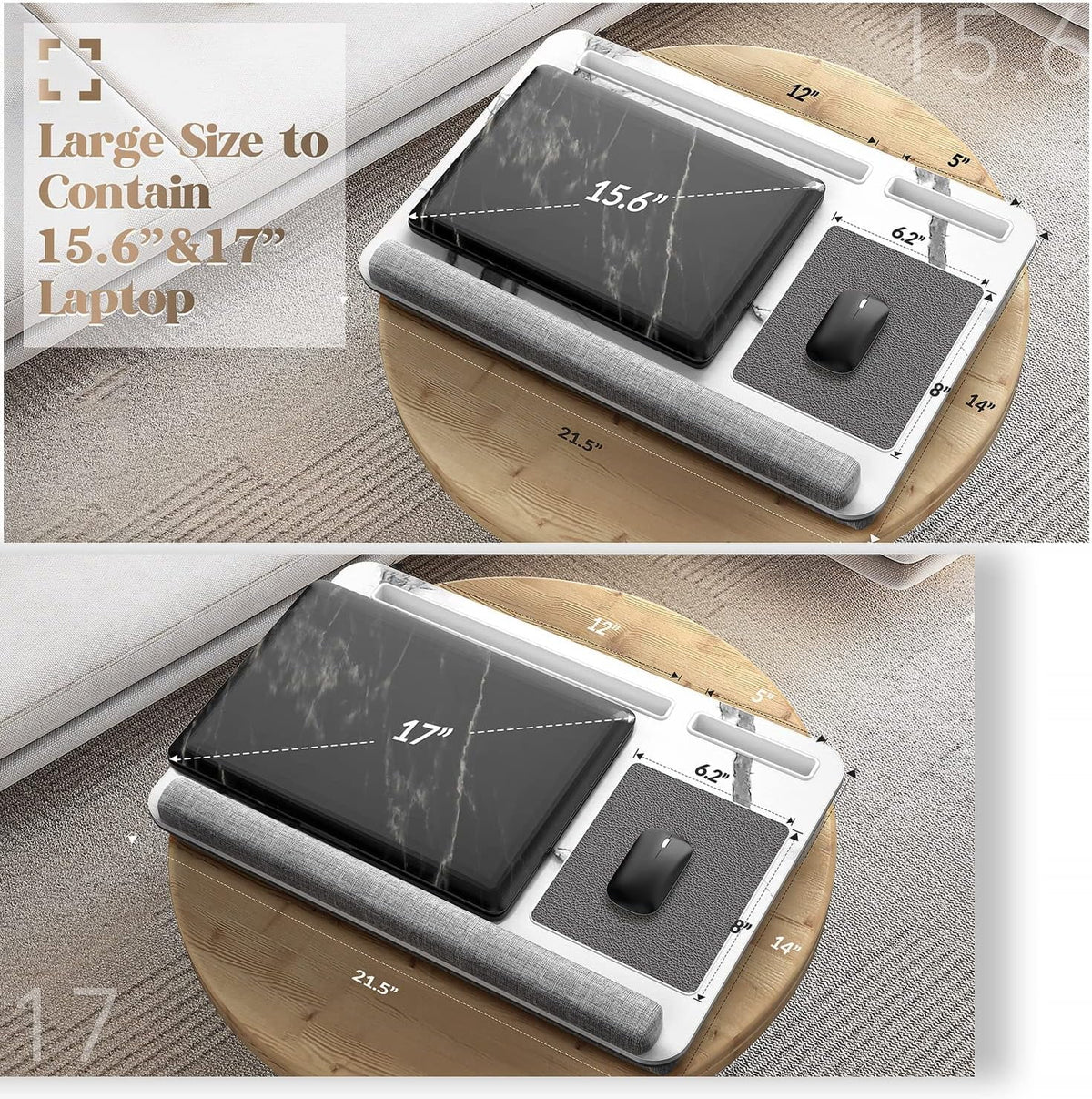 Foldable Lap Desk with Mouse Pad and Storage Drawer, Fits Up to 17" Laptop C5227