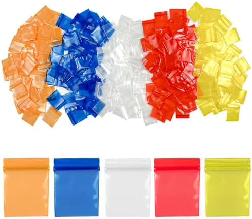 1"x1" 4 Mil Mini Plastic Pouches Colored Clear Resealable Storage Bags O287