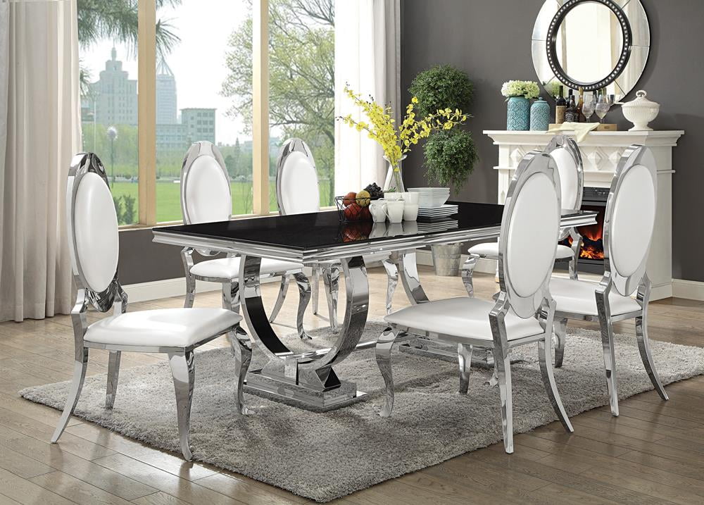 Rectangular Dining Table Chrome and Black P29450