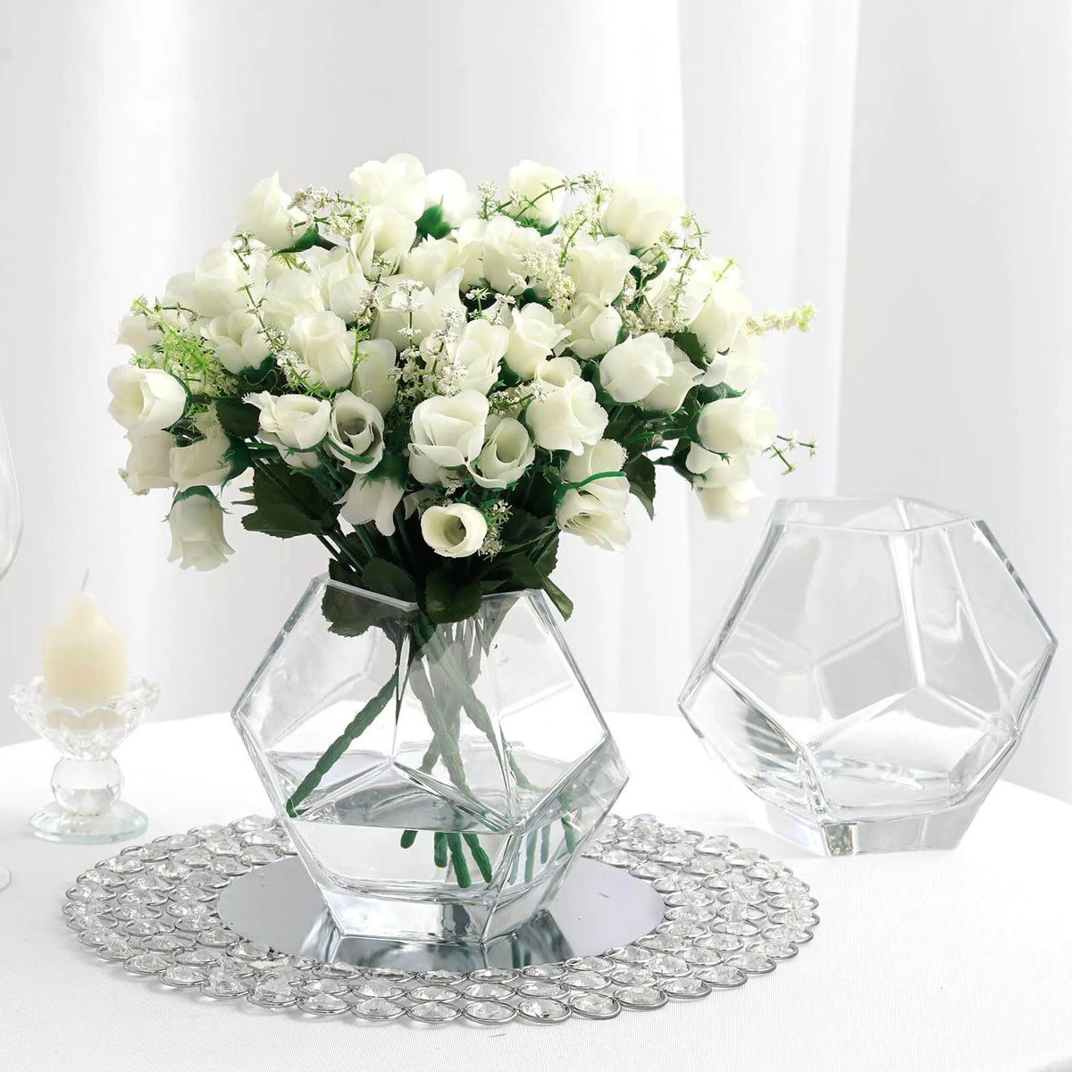 2 Pack 5" Clear Honeycomb Glass Vases S9050