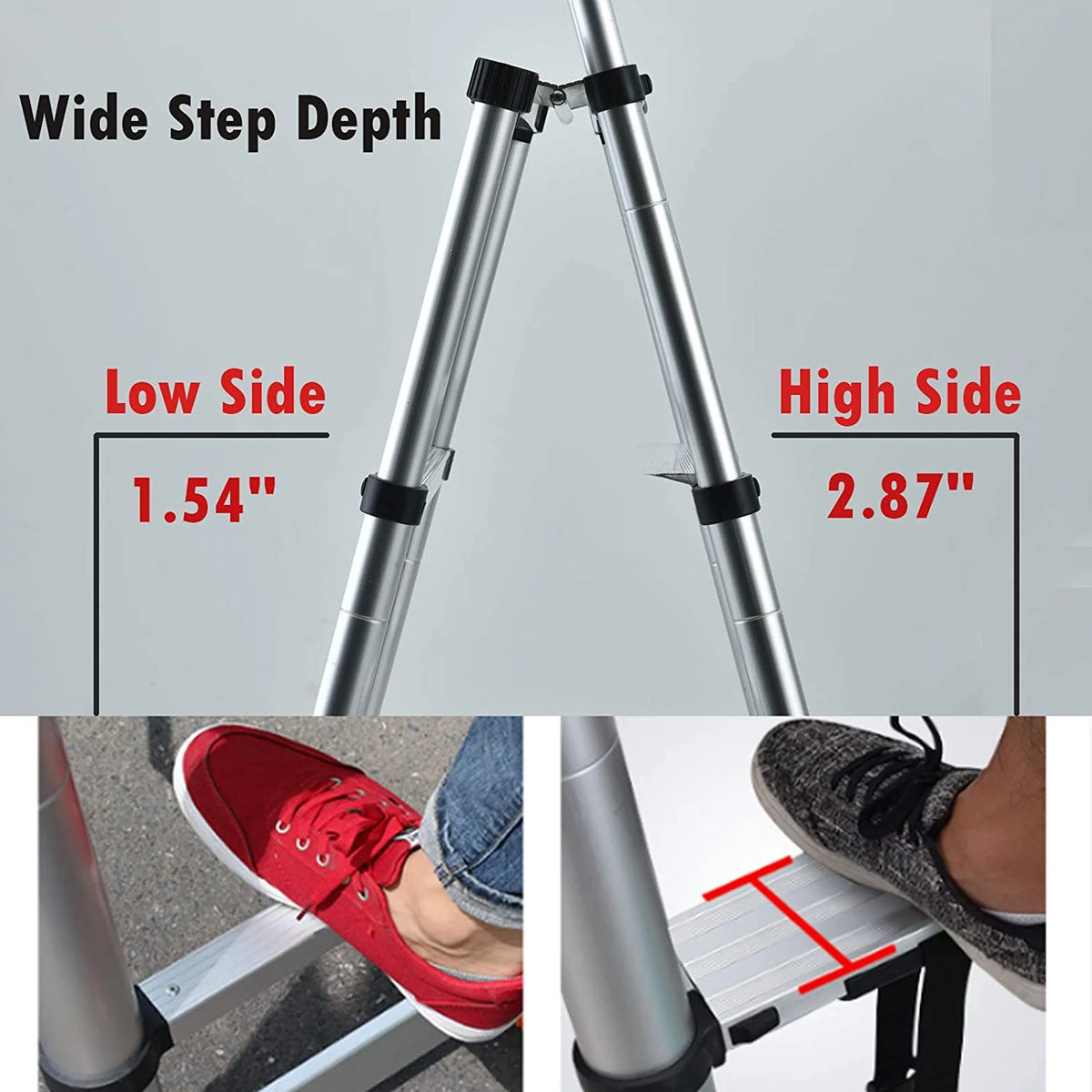 6+7 Steps Aluminium 2 Ways Combination Ladder with Handrail I163