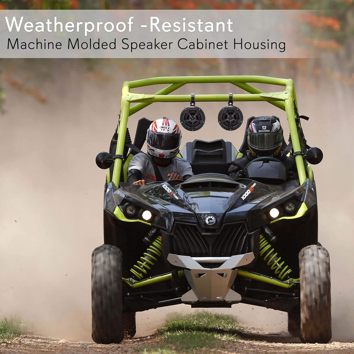 4” Waterproof Bluetooth Speakers with Amplified Speaker System for ATV/UTV, Aux Input, Marine Grade Weatherproof, 12V Vehicles A12322