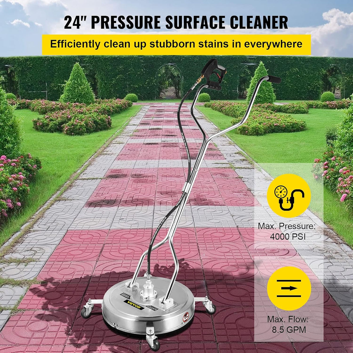 24" Stainless Steel Surface Cleaner with 3 Nozzles G1598
